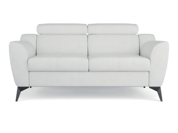 Sofa dwuosobowa Vigando 161 cm w białej tkaninie na białym tle