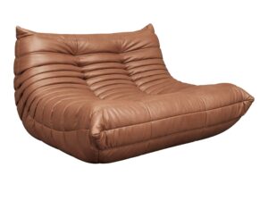 Miniaturka 2 - Sofa dwuosobowa ekoskórzana 130 cm w karmelowym brązie – Zenith