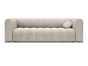 Miniaturka 8 - Sofa Fendaro 250 cm – front na białym tle, jasna tkanina z pionowymi przeszyciami