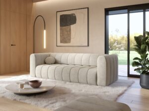 Miniaturka 7 - Sofa Fendaro w aranżacji salonu – widok pod kątem na jasną tapicerkę