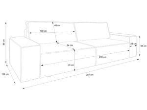 Miniaturka 6 - Sofa Fiorano – rysunek wymiarowy i powierzchnia spania