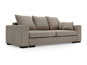 Miniaturka 1 - Rozkładana sofa Galvio z czterema poduszkami, ujęcie pod kątem trzy czwarte