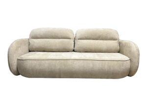 Miniaturka 5 - Sofa Kendaro 235 cm – beżowa tapicerka, widok z przodu na białym tle
