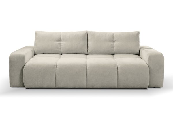Sofa Lindoro 259 cm – front na białym tle w jasnej tapicerce