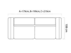 Miniaturka 2 - Sofa Manzero 160 rysunek wymiarowy