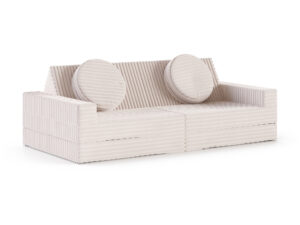 Miniaturka 16 - Sofa modułowa do zabawy Lomira — sztruks w kolorze białym, na białym tle
