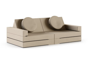 Miniaturka 12 - Sofa modułowa do zabawy Lomira — tkanina wodoodporna w kolorze beżowym, na białym tle