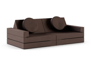 Miniaturka 13 - Sofa modułowa do zabawy Lomira — tkanina wodoodporna w kolorze brązowym, na białym tle