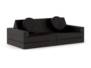 Miniaturka 14 - Sofa modułowa do zabawy Lomira — tkanina wodoodporna w kolorze czarnym, na białym tle