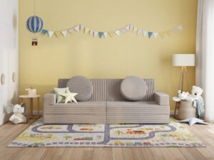 Miniaturka 9 - Sofa modułowa do zabawy Lomira — w pokoju, sztruks w kolorze beżowym