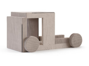 Miniaturka 4 - Sofa modułowa do zabawy Lomira — złożona w autko do zabawy, na białym tle