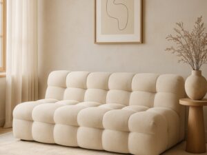 Miniaturka 1 - Sofa dwuosobowa tapicerowana Nubero 185 cm beżowa – zdjęcie 2