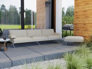 Miniaturka 5 - Sofa ogrodowa trzyosobowa Celestra z podłokietnikami w aranżacji ogrodu