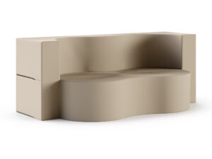 Miniaturka 7 - Sofa ogrodowa rozkładana Sofaluna — tkanina wodoodporna w kolorze beżowym, na białym tle