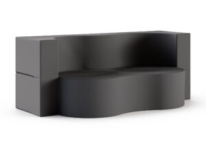 Miniaturka 9 - Sofa ogrodowa rozkładana Sofaluna — tkanina wodoodporna w kolorze grafitowym, na białym tle