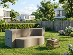 Miniaturka 1 - Sofa ogrodowa rozkładana Sofaluna — w ogrodzie, kolor beżowy