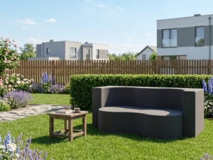Miniaturka 2 - Sofa ogrodowa rozkładana Sofaluna — w ogrodzie, kolor czarny