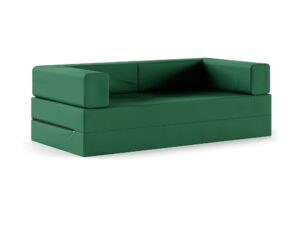 Miniaturka 7 - Rozkładana sofa ogrodowa z pianki w zielonej tkaninie wodoodpornej, na białym tle