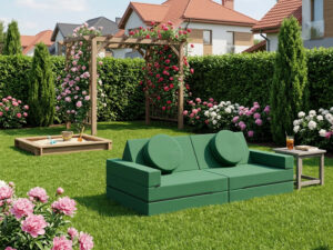 Miniaturka 2 - Sofa ogrodowa Sofavella z funkcją leżanki — w ogrodzie, kolor zielony