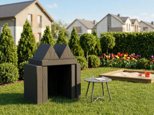 Miniaturka 7 - Sofa ogrodowa Sofavella z funkcją leżanki — złożona w domek do zabawy, kolor czarny