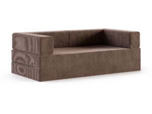 Miniaturka 3 - Sofa piankowa rozkładana Pianora — sztruks w kolorze brązowym, na białym tle