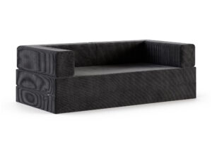 Miniaturka 4 - Sofa piankowa rozkładana Pianora — sztruks w kolorze czarnym, na białym tle