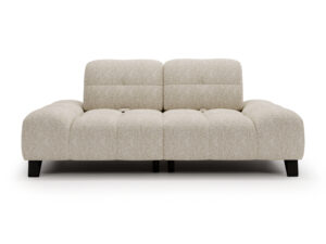 Miniaturka 6 - Kremowa sofa trzyosobowa Pivora Mini na czarnych nóżkach, widok z przodu na białym tle