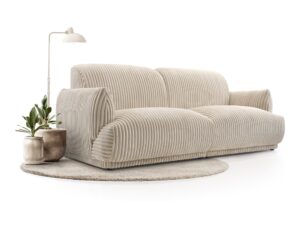 Miniaturka 2 - Sofa Rovena w salonie z lampą podłogową i okrągłym dywanem
