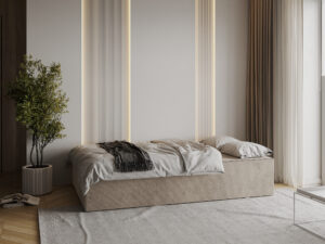Miniaturka 7 - Sofa rozkładana modułowa Verluna — rozłożona do spania w salonie