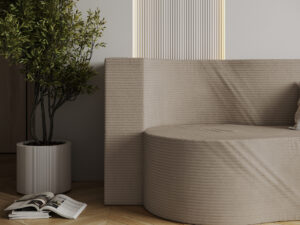Miniaturka 10 - Sofa rozkładana modułowa Verluna — sztruks i kształt siedziska z bliska