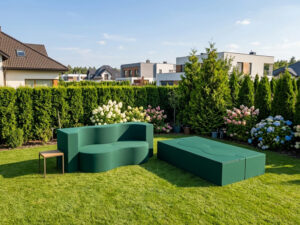 Miniaturka 9 - Sofa rozkładana modułowa Verluna — w ogrodzie, tkanina wodoodporna w kolorze zielonym