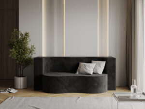 Miniaturka 8 - Sofa rozkładana modułowa Verluna — w salonie, sztruks w kolorze czarnym