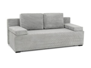 Miniaturka 5 - Sofa rozkładana Sofelia z pojemnikiem — sztruks w kolorze szarym, na białym tle