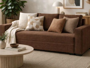 Miniaturka 4 - Sofa rozkładana Soflina — w salonie z poduszkami
