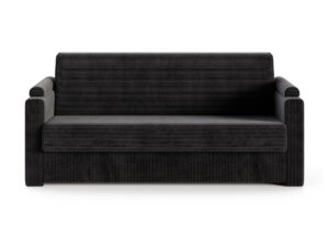 Miniaturka 3 - Sofa rozkładana Sztrava z materacem i stelażem — sztruks w kolorze czarnym, na białym tle