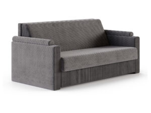 Miniaturka 4 - Sofa rozkładana Sztrava z materacem i stelażem — sztruks w kolorze grafitowym, na białym tle