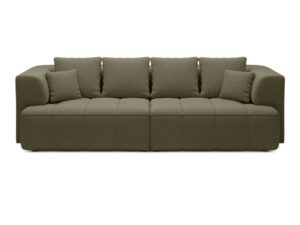 Miniaturka 8 - Sofa Albiero 286 cm w zielonej tkaninie na białym tle, widok z przodu