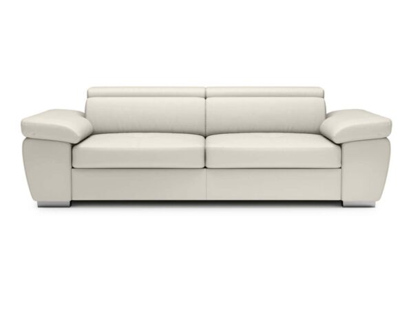 Sofa rozkładana Zirvano 216 cm w kremowej tkaninie na białym tle