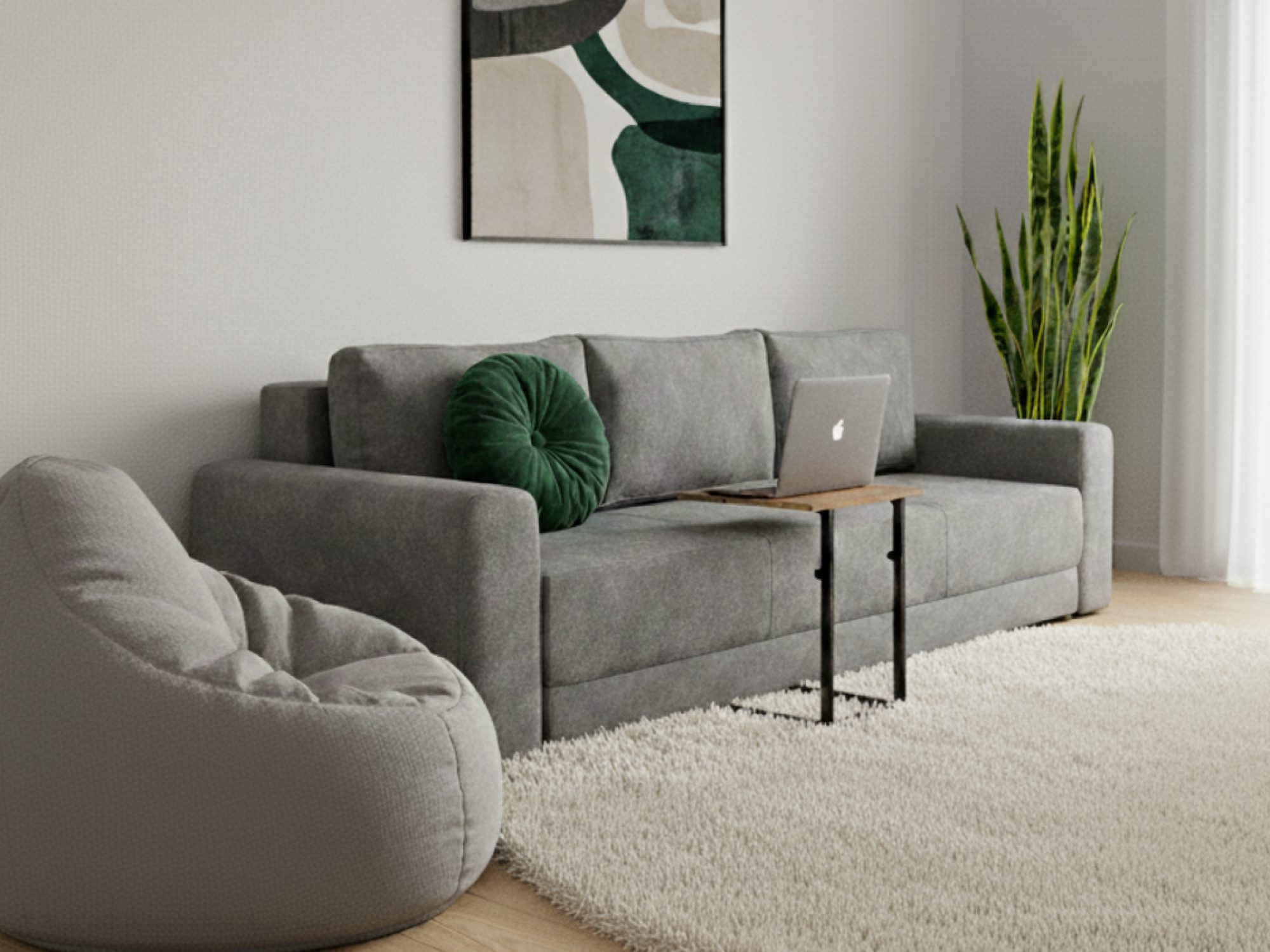 Sofa rozkładana ze skrzynią Arcavero 230 cm w aranżacji wnętrza
