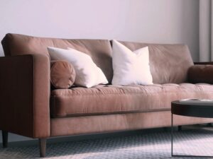 Miniaturka 1 - Sofa skórzana Luxerio 220 cm brązowa w aranżacji wnętrza