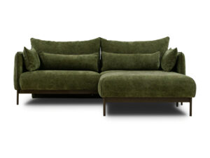 Miniaturka 3 - Sofa trzyosobowa Solvena w zielonej tkaninie, widok z przodu na białym tle