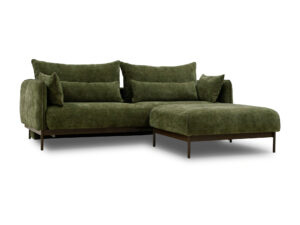 Miniaturka 2 - Sofa Solvena z funkcją spania w ujęciu trzy czwarte na czarnych nóżkach