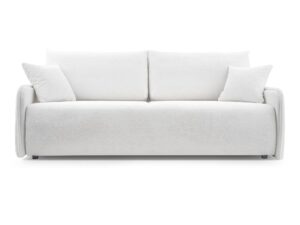 Miniaturka 5 - Sofa rozkładana Suvella 195 cm w jasnej tkaninie boucle – widok z przodu