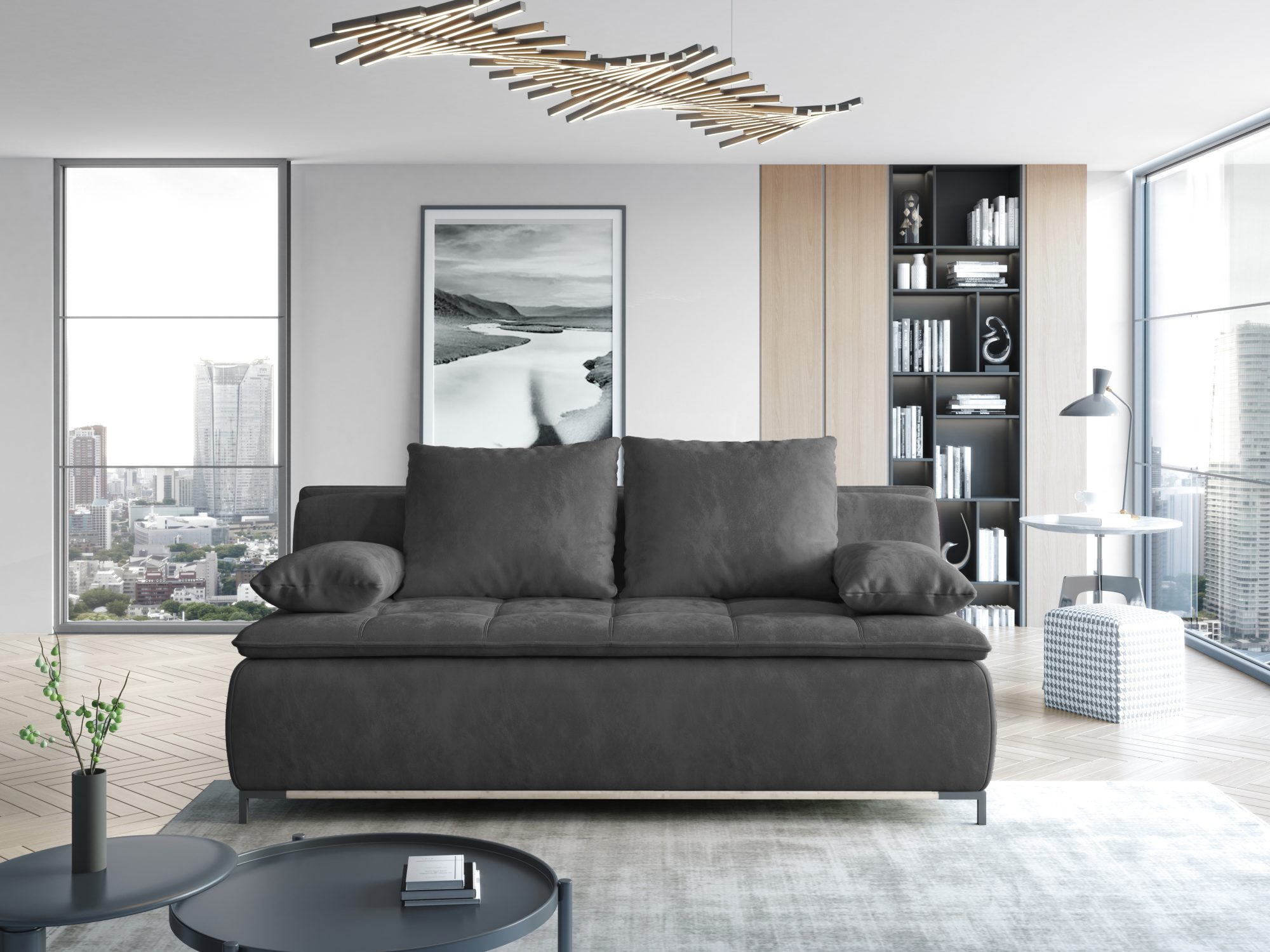 Sofa Swivaro z poduszkami w nowoczesnym salonie