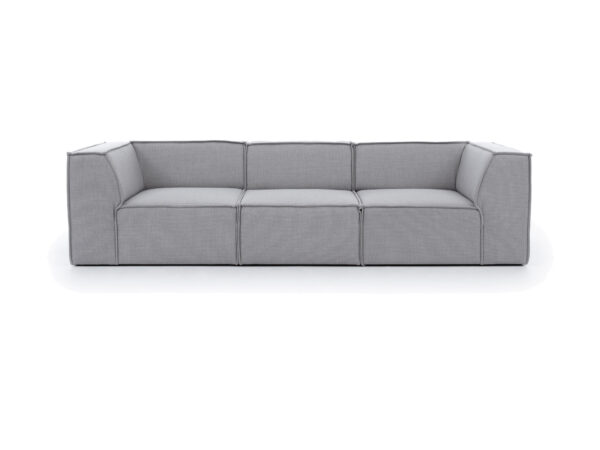 Sofa trzyosobowa Mervino 278 cm z niskimi podłokietnikami na białym tle