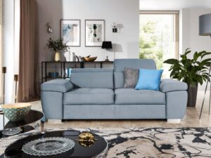 Miniaturka 4 - Niebieska sofa trzyosobowa Zirvano w salonie