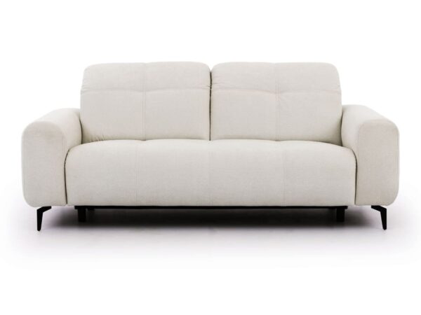Sofa trzyosobowa Lorvanto 216 cm w kremowej tkaninie na białym tle