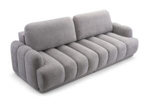 Miniaturka 5 - Sofa rozkładana Velissa w szarej tkaninie – widok z przodu pod kątem