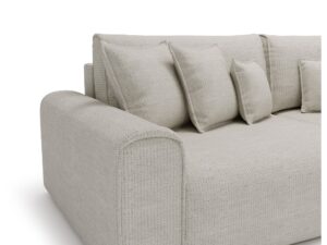 Miniaturka 5 - Zbliżenie na fragment sofy Venaro, detal kremowego obicia kanapy