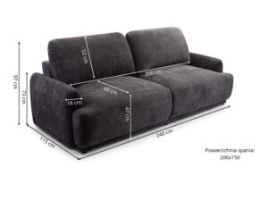 Miniaturka 5 - Sofa Vesario – wymiary 240 × 115 × 97 cm